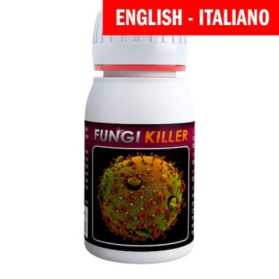 Frasco plástico FUNGI KILLER com rótulo e imagem de fungo