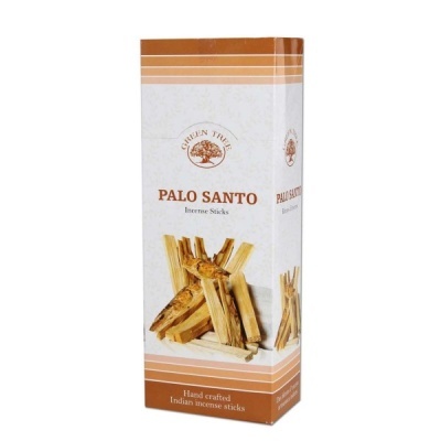 Embalagem de bastões de incenso Palo Santo da Green Tree com imagem de madeira