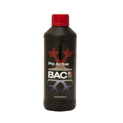 Garrafão preto com tampa vermelha e etiqueta Pro Active BAC