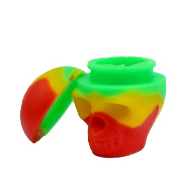 Recipiente de silicone em forma de caveira colorida com tampa removível