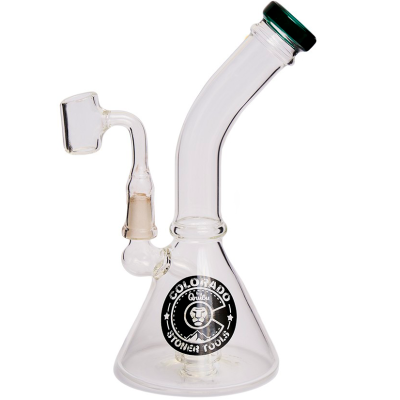 Bong de vidro transparente com base de cone e etiqueta preta COLORADO Stoner Tools