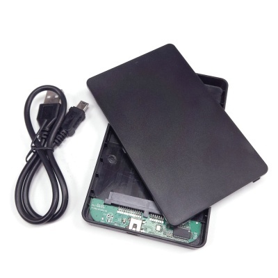 Estojo externo preto para disco rígido com cabo USB
