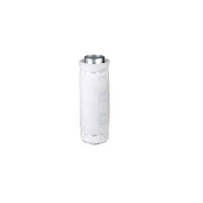 Rolo de tecido branco enrolado num tubo metálico.