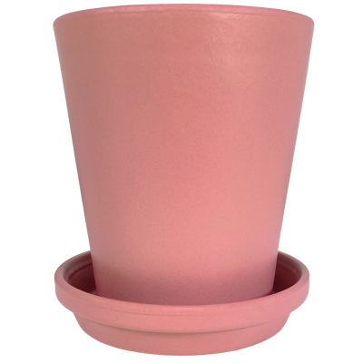 frascos de cerâmica rosa claro com prato