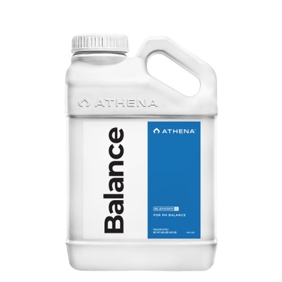 Recipiente plástico branco com produto ATHENA Balance e rótulo azul