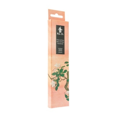 Embalagem cor de rosa com flores e texto para incenso Koh-Do Palo de Rosa