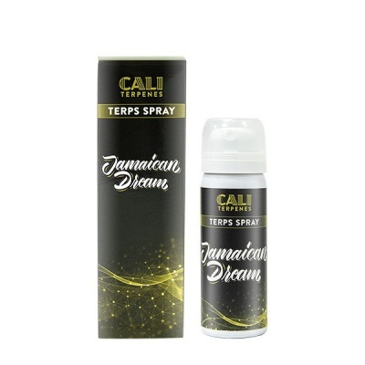 spray Terps Cali Terpenes Jamaican Dream preto com texto branco e dourado e tampa branca