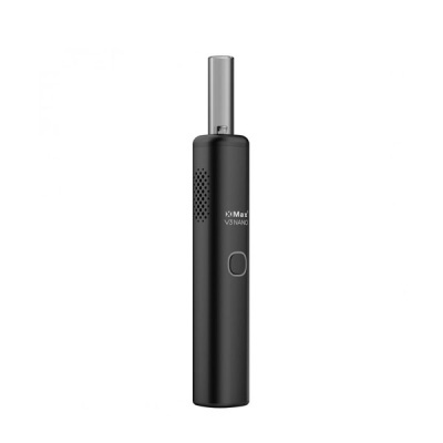 Vaporizador portátil preto com botão circular e filtro metálico