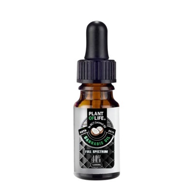 Frasco de óleo de cannabis Plant of Life com conta-gotas preto