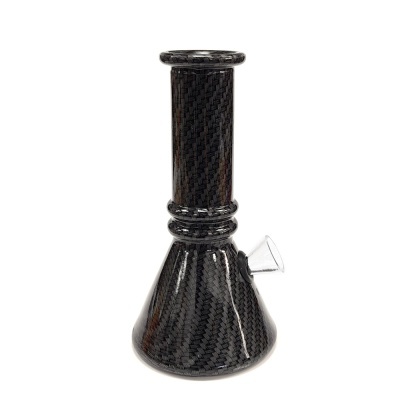 Bong preto com padrão de fibra de carbono e peça translúcida lateral