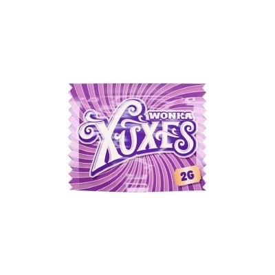 Pacote pequeno roxo de doce Wonka Xoxes com selo 2G