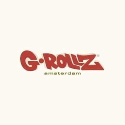 Logotipo G·ROLLZ amsterdam em fundo bege claro