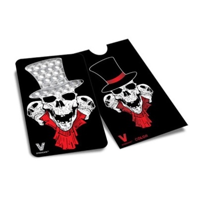 Bases pretas para suporte de copos com desenho de caveira de cartola vermelha