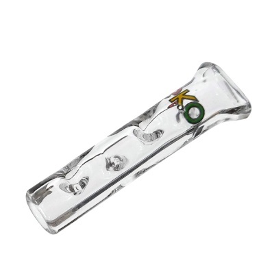 Piteira de vidro transparente com texto KO