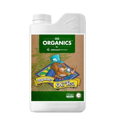 Frasco plástico branco com rótulo verde e castanho, macaco ilustrado a beber chá
