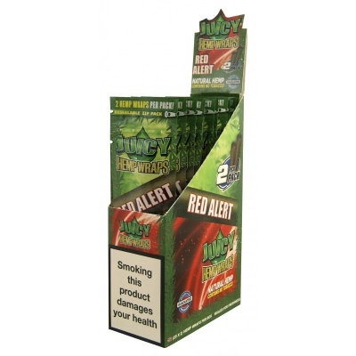 Expositor de papéis para enrolar Juicy Hempwraps Red Alert em verde e vermelho