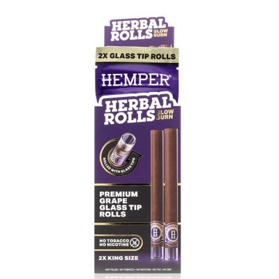 Embalagem de Herbal Rolls com dois cigarros com ponta de vidro
