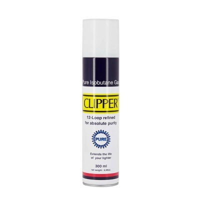 Frasco spray de gás Clipper branco, roxo, amarelo e vermelho