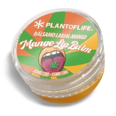 Pote pequeno de bálsamo labial com etiqueta colorida PLANT OF LIFE