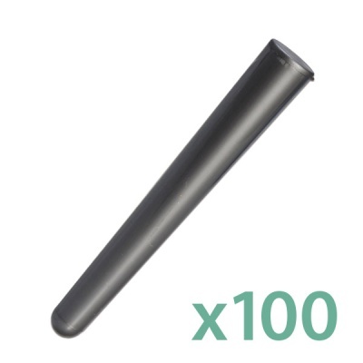 Tubo preto cónico de plástico com acabamento mate