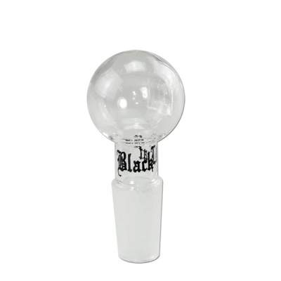 Peça de vidro transparente redonda com texto Black