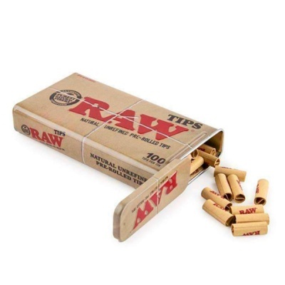 Caixa de tampas pré-fabricadas RAW castanhas com logótipo vermelho e preto