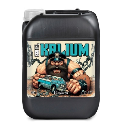 Recipiente plástico preto com rótulo ilustrado de homem musculoso e carro azul.