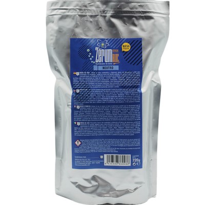 Pacote prata com etiqueta azul do produto Zerium Mac Neutro de 720g