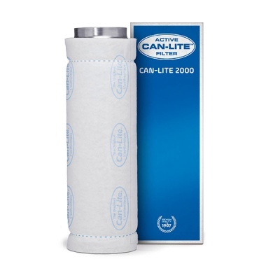 Filtro cilíndrico branco Can-Lite 2000 e sua embalagem azul
