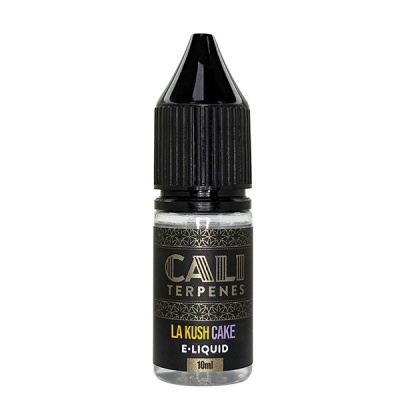 Frasco pequeno de líquido Cali Terpenes La Kush Cake com tampa preta