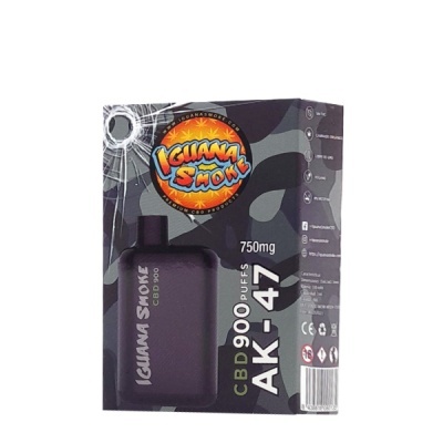 Embalagem de vape Iguana Smoke AK-47 CBD 900 com 900 puff e 750mg