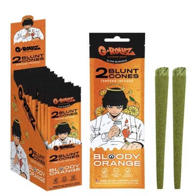 Pacote de cones blunt verde G-ROLLZ Bloody Orange com ilustração e texto