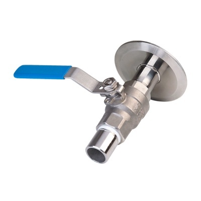Válvula inox com pega azul e flange larga