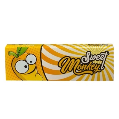 Embalagem Sweet Monkey amarela com desenho de banana e texto