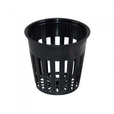 Cesto plástico preto vazado cilíndrico