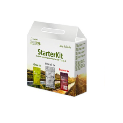 Kit StarterKit para cultivo com embalagem branca e bolsas coloridas