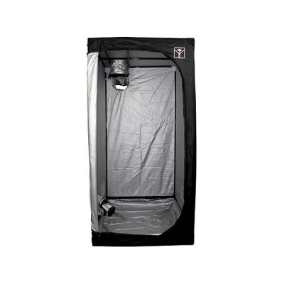 Tenda de cultivo interior preta com interior prateado