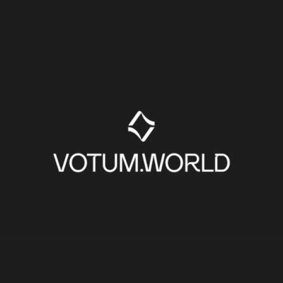 Logótipo branco VOTUM.WORLD sobre fundo preto