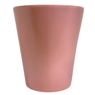 Vaso de cerâmica rosa com acabamento liso