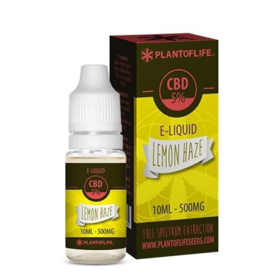 Frasco e embalagem de e-líquido CBD 5% Lemon Haze Plantoflife 10 ml 500 mg