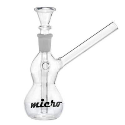 Cachimbo de água em vidro transparente com palavra micro