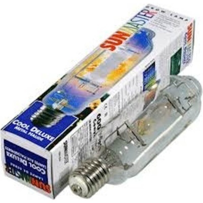 Lâmpada Sunmaster Cool Deluxe com embalagem branca colorida