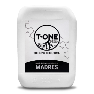 Recipiente branco com rótulo T ONE PRO e texto MADRES.