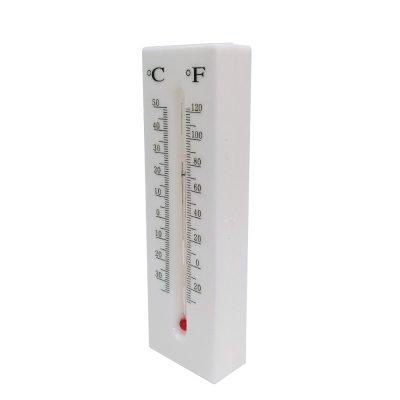 Termómetro branco com escala em °C e °F