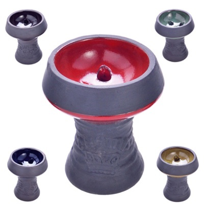 Cinco cachimbos para narguilé de cerâmica com tigelas coloridas