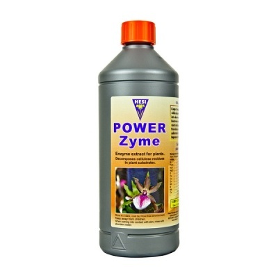 Frasco cinzento com tampa laranja e rótulo amarelo do produto HESI POWER Zyme