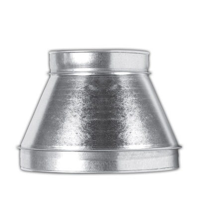 Conector cónico metálico prateado para ventilação