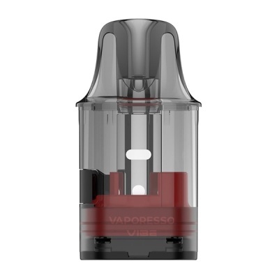 Cápsula transparente Vaporesso Vibe cinza e vermelho