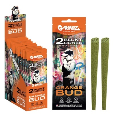 Pack G-Rollz 2 Blunt Cones Orange Bud com cones verdes texturizados