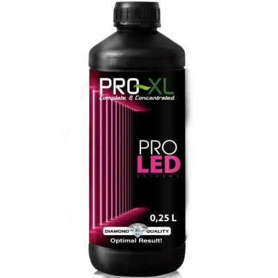 Frasco preto do produto PRO XL PRO LED Extreme 0,25 L com selo DIAMOND QUALITY